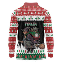 Italy Christmas Long Sleeve Polo Shirt La Befana Buon Natale - Wonder Print Shop