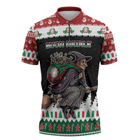 Italy Christmas Zipper Polo Shirt La Befana Buon Natale - Wonder Print Shop
