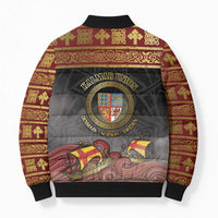 Danish Empire Bomber Puffer Jacket Kalmar Union With Viking Patterns - Wonder Print Shop