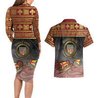 Danish Empire Couples Matching Long Sleeve Bodycon Dress and Hawaiian Shirt Kalmar Union With Viking Patterns - Wonder Print Shop