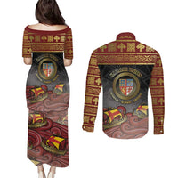 Danish Empire Couples Matching Puletasi and Long Sleeve Button Shirt Kalmar Union With Viking Patterns - Wonder Print Shop