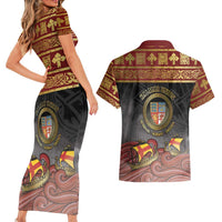 Danish Empire Couples Matching Short Sleeve Bodycon Dress and Hawaiian Shirt Kalmar Union With Viking Patterns - Wonder Print Shop