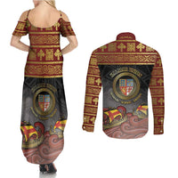 Danish Empire Couples Matching Summer Maxi Dress and Long Sleeve Button Shirt Kalmar Union With Viking Patterns - Wonder Print Shop