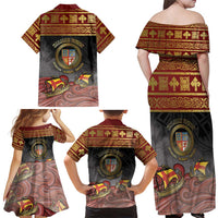 Danish Empire Family Matching Off Shoulder Maxi Dress and Hawaiian Shirt Kalmar Union With Viking Patterns - Wonder Print Shop
