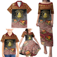 Danish Empire Family Matching Puletasi and Hawaiian Shirt Kalmar Union With Viking Patterns - Wonder Print Shop