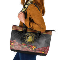 Danish Empire Leather Tote Bag Kalmar Union With Viking Patterns - Wonder Print Shop