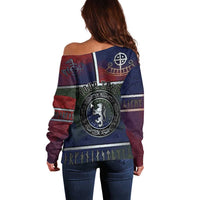 Personalized Norwegian Empire Off Shoulder Sweater Ancient Viking Patterns - Wonder Print Shop