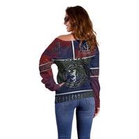 Personalized Norwegian Empire Off Shoulder Sweater Ancient Viking Patterns - Wonder Print Shop