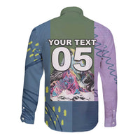 Custom Climbing Long Sleeve Button Shirt Mountain Art Retro Style