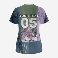 Custom Climbing Scrub Top Mountain Art Retro Style