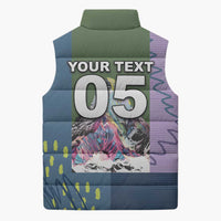 Custom Climbing Sleeveless Puffer Jacket Mountain Art Retro Style