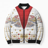 American Eagle Rock Star Costume Bomber Puffer Jacket Vintage 70s Rhinestone Patriotic Stage Outfit