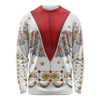 American Eagle Rock Star Costume Long Sleeve Shirt Vintage 70s Rhinestone Patriotic Stage Outfit