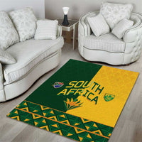 South Africa Football Area Rug Diamond Protea Flower Symmetrical Style