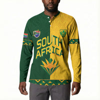 Custom South Africa Football Button Sweatshirt Diamond Protea Flower Symmetrical Style