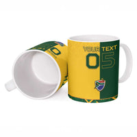 Custom South Africa Football Ceramic Mug Diamond Protea Flower Symmetrical Style
