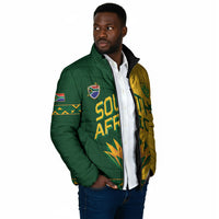 Custom South Africa Football Padded Jacket Diamond Protea Flower Symmetrical Style