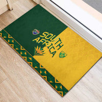 South Africa Football Rubber Doormat Diamond Protea Flower Symmetrical Style