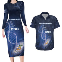 Personalized Falkland Islands Is In My DNA Couples Matching Long Sleeve Bodycon Dress and Hawaiian Shirt - Wonder Print Shop