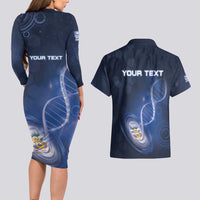 Personalized Falkland Islands Is In My DNA Couples Matching Long Sleeve Bodycon Dress and Hawaiian Shirt - Wonder Print Shop