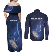 Personalized Falkland Islands Is In My DNA Couples Matching Off Shoulder Maxi Dress and Long Sleeve Button Shirt - Wonder Print Shop