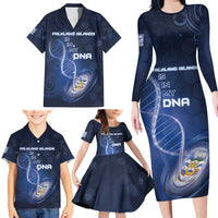 Personalized Falkland Islands Is In My DNA Family Matching Long Sleeve Bodycon Dress and Hawaiian Shirt - Wonder Print Shop