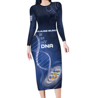 Personalized Falkland Islands Is In My DNA Family Matching Long Sleeve Bodycon Dress and Hawaiian Shirt - Wonder Print Shop