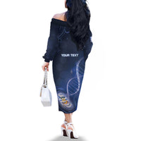 Personalized Falkland Islands Is In My DNA Family Matching Off The Shoulder Long Sleeve Dress and Hawaiian Shirt - Wonder Print Shop