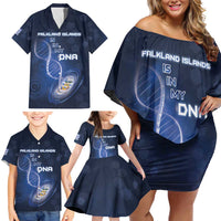 Personalized Falkland Islands Is In My DNA Family Matching Off Shoulder Short Dress and Hawaiian Shirt - Wonder Print Shop