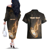 Personalized Anguilla Is In My DNA Couples Matching Off The Shoulder Long Sleeve Dress and Hawaiian Shirt - Wonder Print Shop