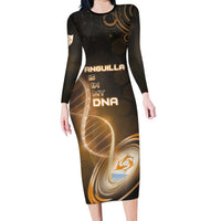 Personalized Anguilla Is In My DNA Family Matching Long Sleeve Bodycon Dress and Hawaiian Shirt - Wonder Print Shop