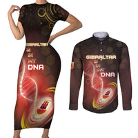 Personalized Gibraltar Is In My DNA Couples Matching Short Sleeve Bodycon Dress and Long Sleeve Button Shirt - Wonder Print Shop