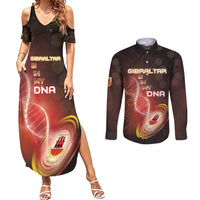 Personalized Gibraltar Is In My DNA Couples Matching Summer Maxi Dress and Long Sleeve Button Shirt - Wonder Print Shop