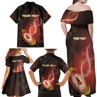 Personalized Gibraltar Is In My DNA Family Matching Off Shoulder Maxi Dress and Hawaiian Shirt - Wonder Print Shop
