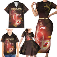 Personalized Gibraltar Is In My DNA Family Matching Short Sleeve Bodycon Dress and Hawaiian Shirt - Wonder Print Shop