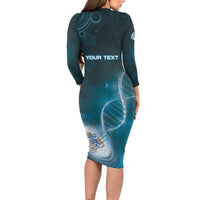 Personalized Tristan Da Cunha Is In My DNA Long Sleeve Bodycon Dress - Wonder Print Shop