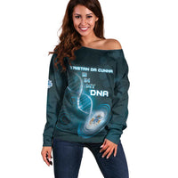 Personalized Tristan Da Cunha Is In My DNA Off Shoulder Sweater - Wonder Print Shop
