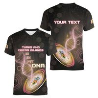 Personalized Turks And Caicos Islands Is In My DNA Women V-Neck T-Shirt - Wonder Print Shop