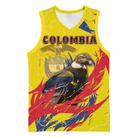 Personalized Colombia Basketball Jersey Colombian Andean Condor With Coat Of Arms - Wonder Print Shop