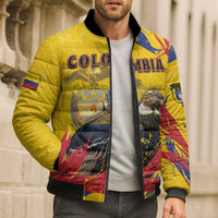 Personalized Colombia Bomber Puffer Jacket Colombian Andean Condor With Coat Of Arms - Wonder Print Shop