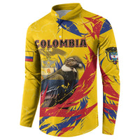 Personalized Colombia Button Sweatshirt Colombian Andean Condor With Coat Of Arms - Wonder Print Shop