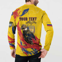 Personalized Colombia Button Sweatshirt Colombian Andean Condor With Coat Of Arms - Wonder Print Shop
