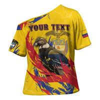 Personalized Colombia Cross Shoulder Shirt Colombian Andean Condor With Coat Of Arms - Wonder Print Shop