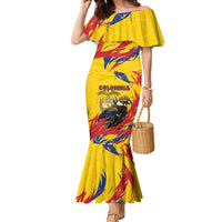 Personalized Colombia Family Matching Mermaid Dress and Hawaiian Shirt Colombian Andean Condor With Coat Of Arms - Wonder Print Shop