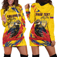 Personalized Colombia Hoodie Dress Colombian Andean Condor With Coat Of Arms - Wonder Print Shop