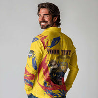 Personalized Colombia Long Sleeve Polo Shirt Colombian Andean Condor With Coat Of Arms - Wonder Print Shop