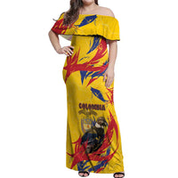 Personalized Colombia Off Shoulder Maxi Dress Colombian Andean Condor With Coat Of Arms - Wonder Print Shop