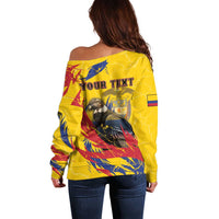 Personalized Colombia Off Shoulder Sweater Colombian Andean Condor With Coat Of Arms - Wonder Print Shop