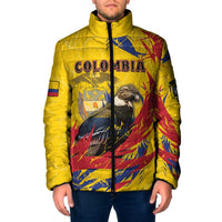 Personalized Colombia Padded Jacket Colombian Andean Condor With Coat Of Arms - Wonder Print Shop