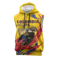 Personalized Colombia Sleeveless Hoodie Colombian Andean Condor With Coat Of Arms - Wonder Print Shop